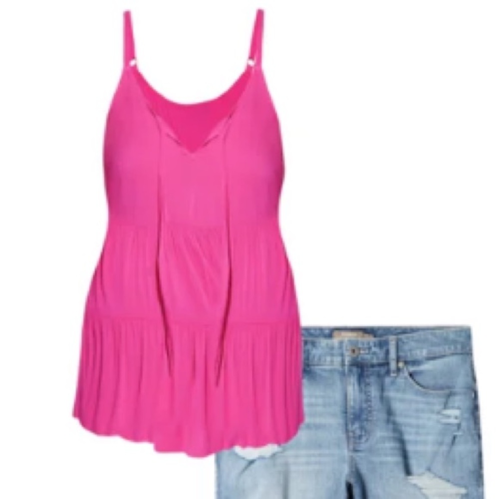 Torrid Pink Tie Front Cami Rayon - Picture 5 of 6